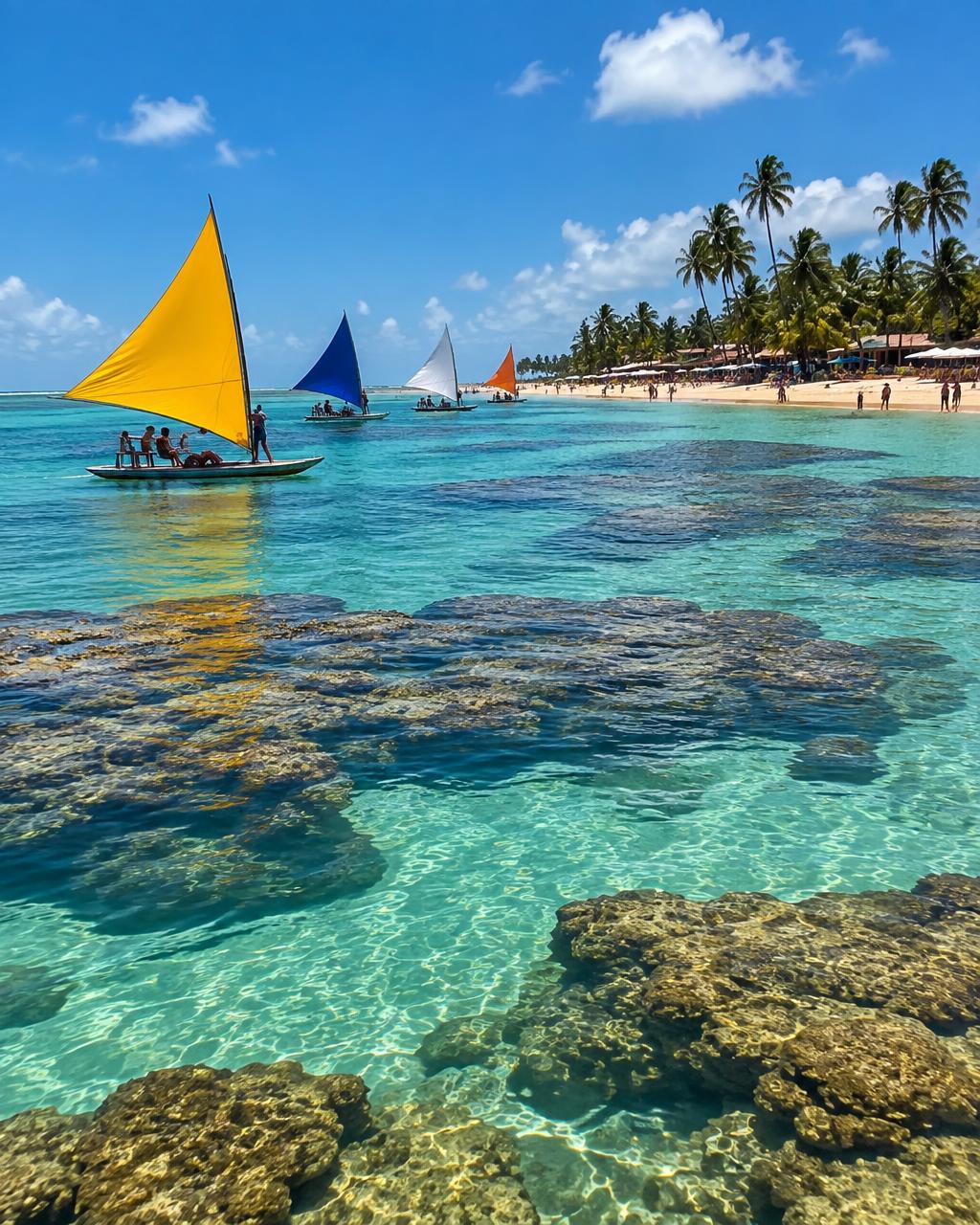 Piscinas naturais e jangadas em Porto de Galinhas